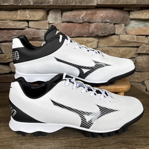 Mizuno Wave Lightrevo [11GP222191] Men Baseball Shoes White/Black NWOB Sz 12